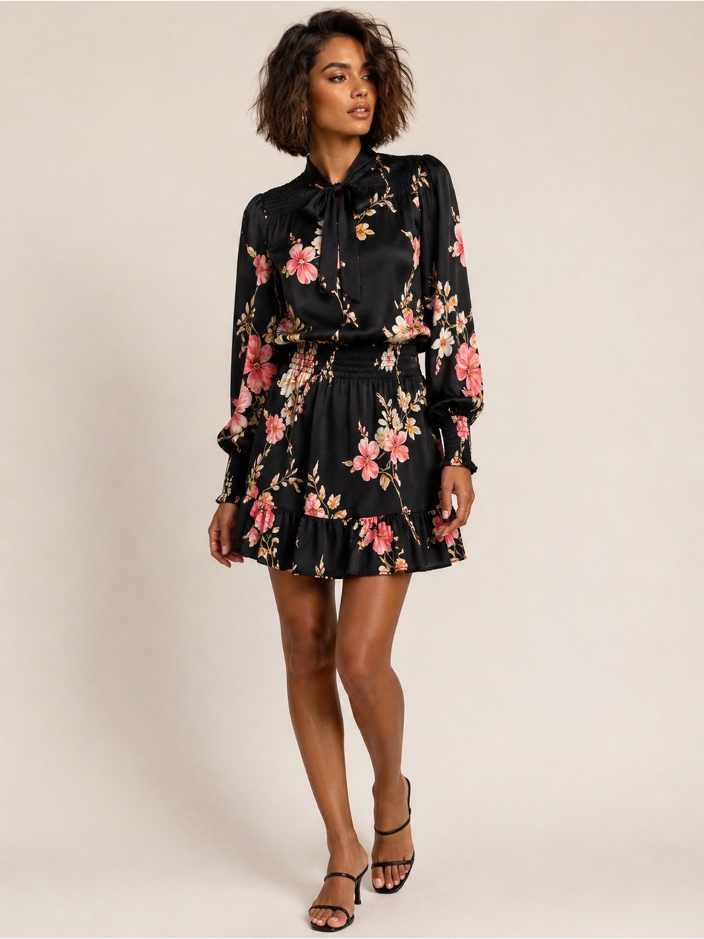 Misa LA Lyana Tie Neck Mini Dress Size Small